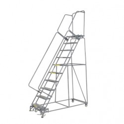 Escalera de acero inoxidable rodante de 10 peldaños con plataforma